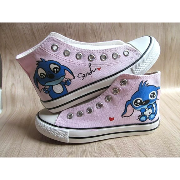 New Girls Hand Drawn High Top Canvas Shoes Cute Cartoon Skateboard Shoes Casual Comfortable Lace Up Walking Shoes Pink Shoes