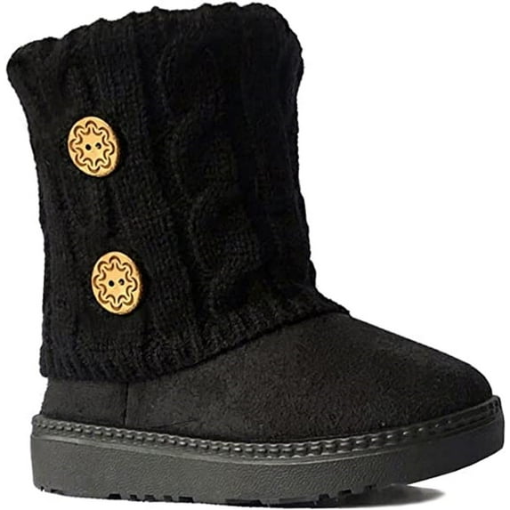New Girls Toddlers Kids Slouch Comf Midcalf Suede Button Boots Shoes (Blk 2285C, 11 Little Kid)