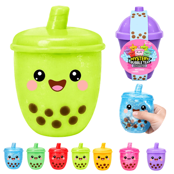 New Glitter Boba Tea Squishy Toy, Cute Bubble Tea Fidget Toy, Soft Squeeze Sensory Stress Relief Toy, Novelty Collectible Gift for Girls Boys A