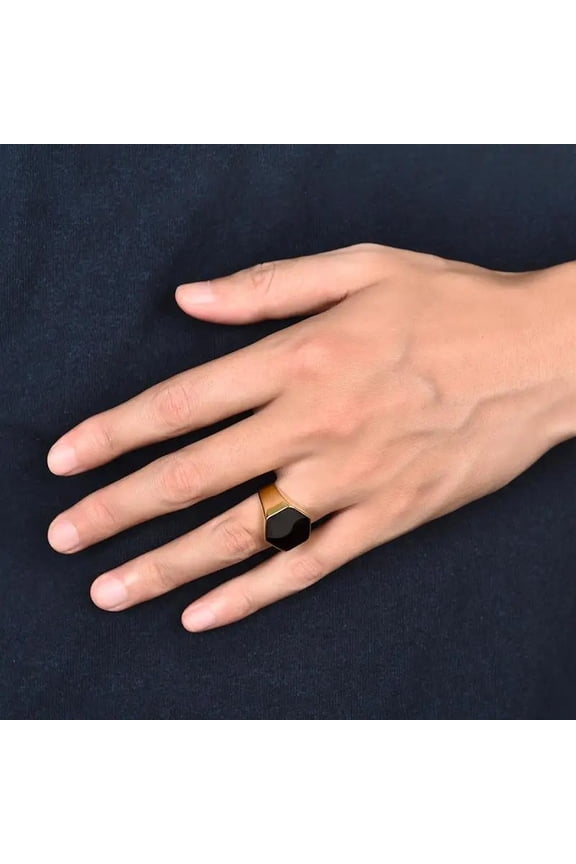 New Glossy Rings for Men Geometric Width Signet Square Finger Punk Style Fashion 14K Yellow GoldRing Jewelry Accessories