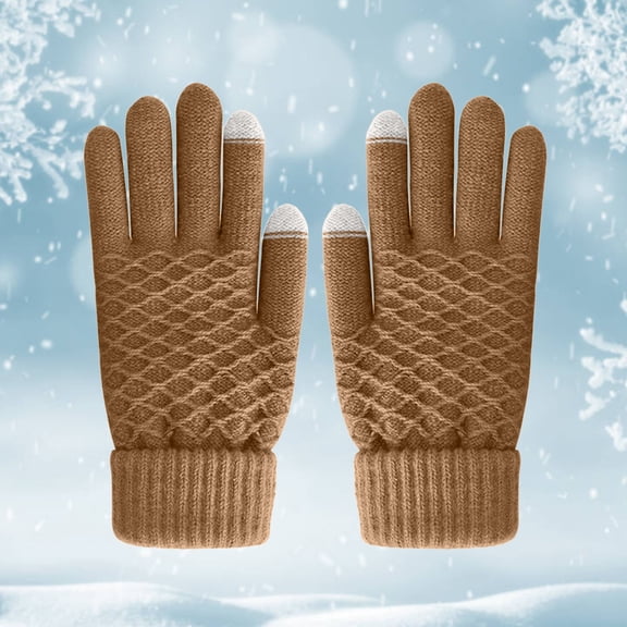 New Gloves Women's Winter Knit Gloves Warm Velvet Outdoor Gloves