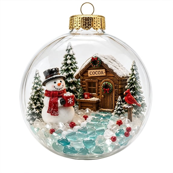 New Glowing Christmas Story Ornament, Light-Up Diorama with LED Glow, Versatile Mini Scene Display for Branch Table Mantel, Seasonal Decor