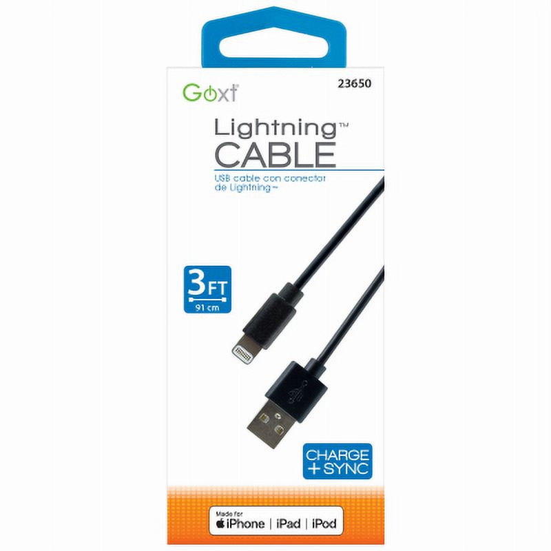 New GoXT 3 ft. Black Lightning Cable Apple Certified Cable lightning