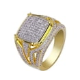 thumbnail image 1 of New Gold-Plated Square Men's Full Diamond Ring, 1 of 5