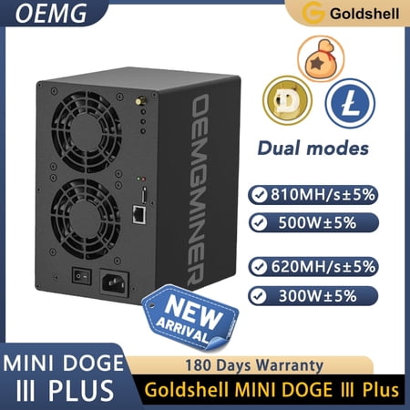 New Goldshell Mini Doge ? Plus ASIC Miner for Doge Coin & LTC Hashrate 810M 500W Power with Power Cord