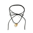 thumbnail image 1 of New Goth Black Velvet Big Heart Pendant Choker Necklace for Women Elegance O8 O4F3, 1 of 1