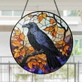 thumbnail image 1 of New Gothic Raven Stained Glass Suncatcher, Black Crow Haloween Decor, Black Raven Stained, Gothic Crow Window Hangings, Housewarming Gift Idea, 1 of 4
