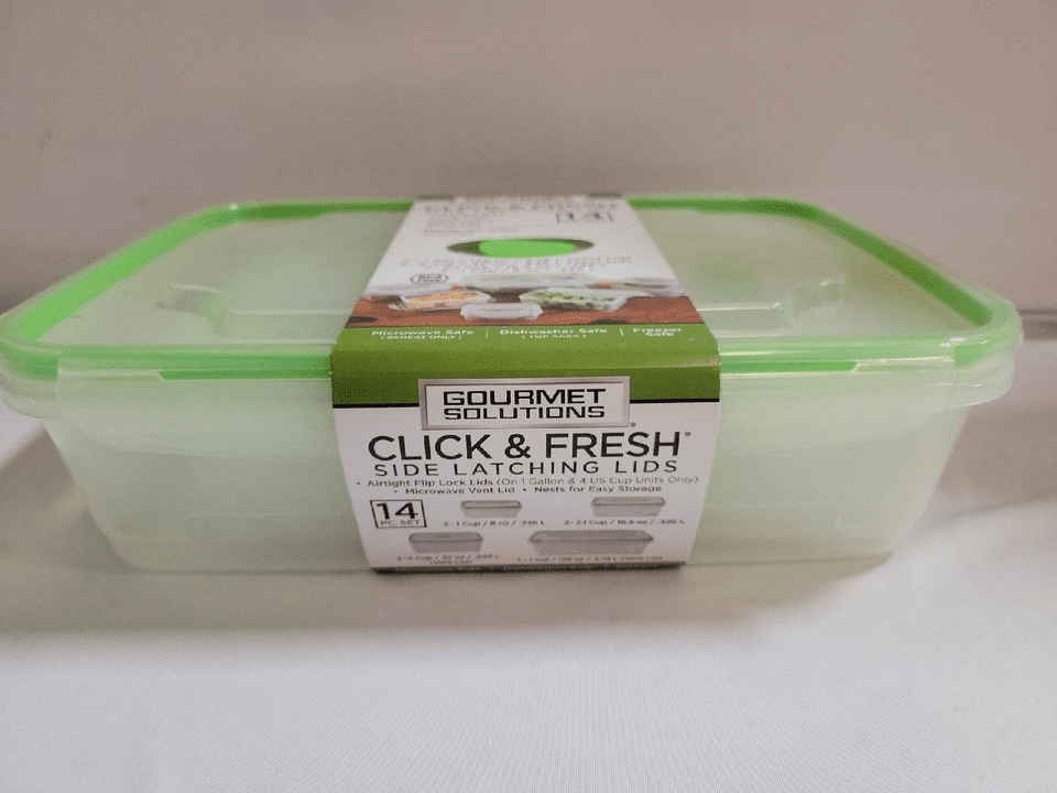 New Gourmet Solutions Food Storage w/ Click & Fresh Snap Lock Lids 14 ...