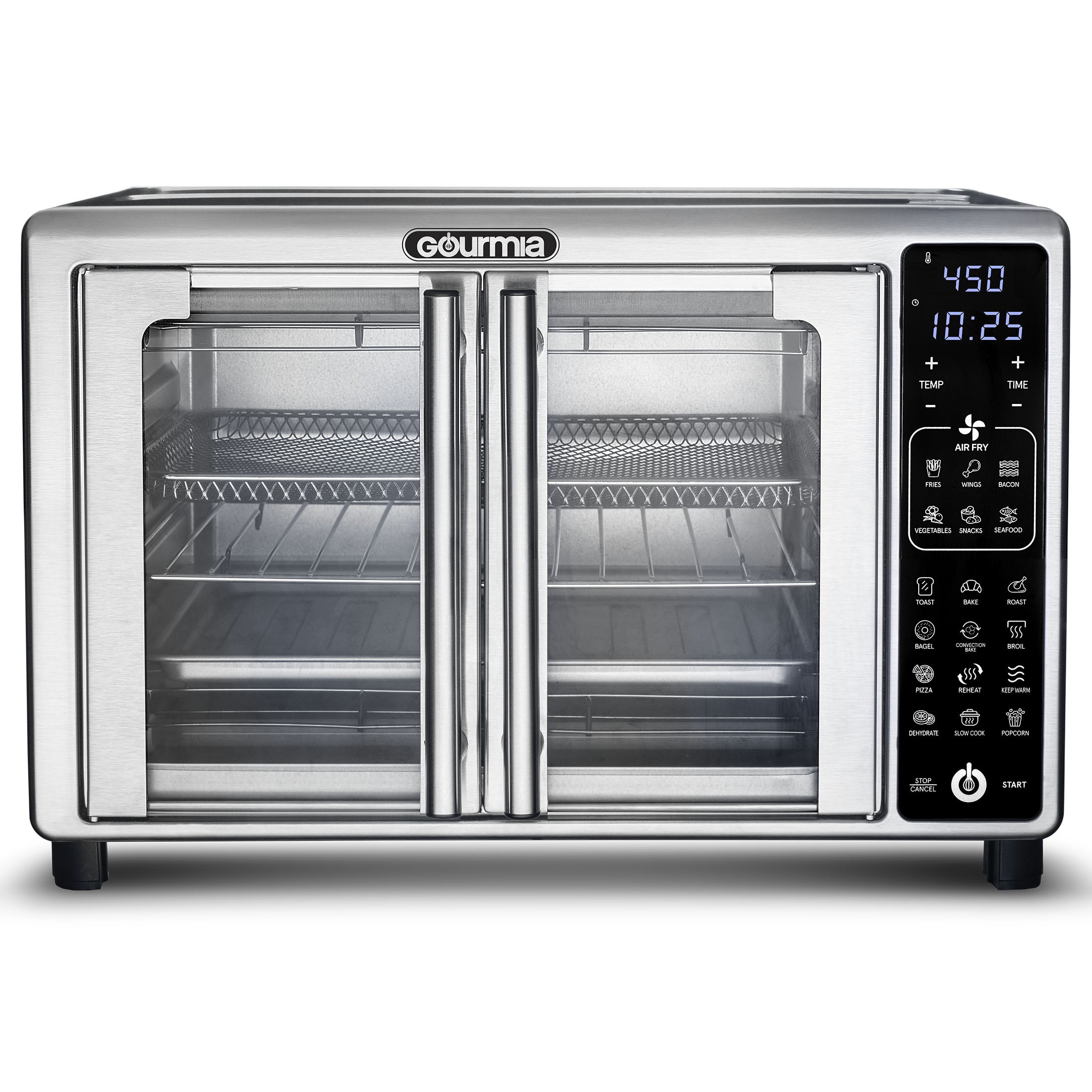 Gourmia French Door 6-Slice Digital Toaster Oven Air Fryer, 19 One-Touch Presets, 24L, Stainless Steel - Walmart.com