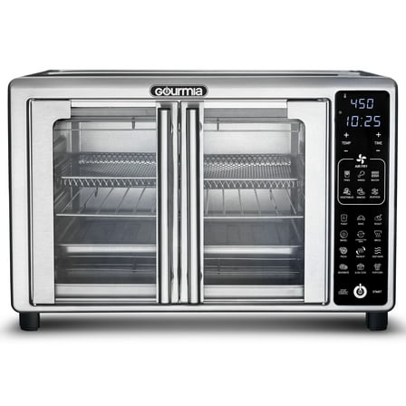 Gourmia French Door 6-Slice Digital Toaster Oven Air Fryer, 19 One-Touch Presets, 24L, Stainless Steel