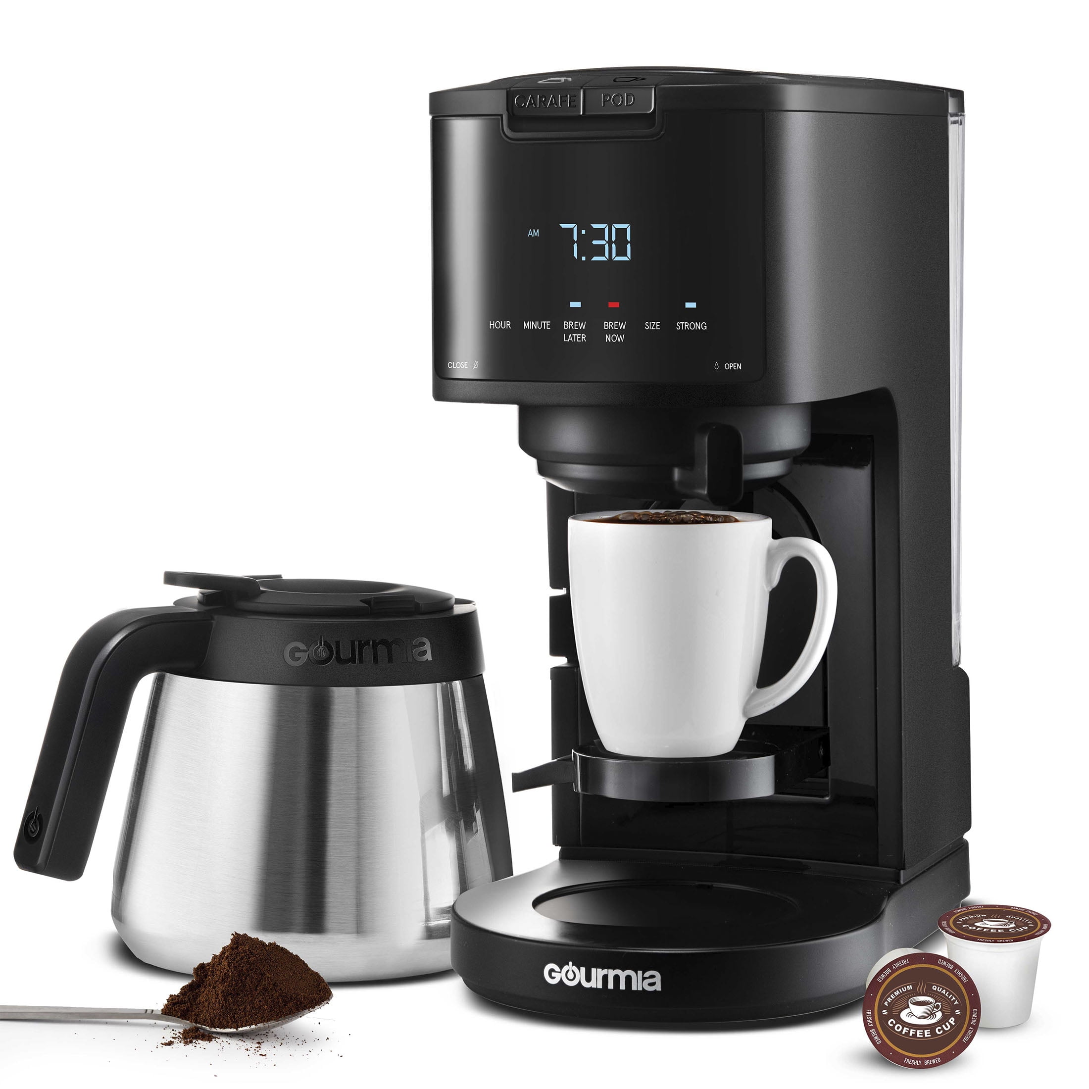Coffee Machine, Gourmia GCM3260 Programmable Hot and Iced Coffee Maker with  Brew Strength Control, Adjustable Keep Warm with Freshness Indicator, and  Self-Clean Cycle