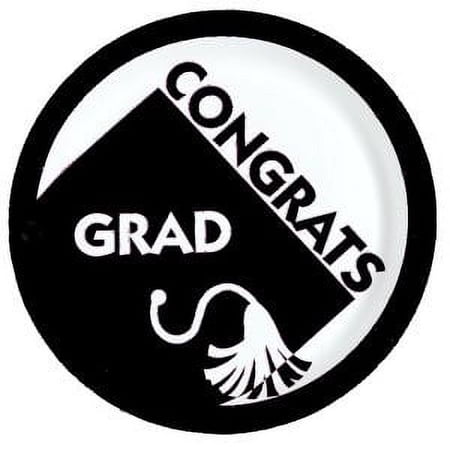 New Grad Black Graduation 9-inch Paper Plates 18 Per Pack