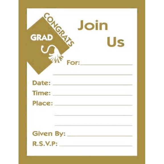 New Grad Gold Postcard Invitations 25 Per Pack