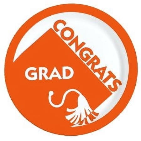 New Grad Orange 7-inch Paper Plates 18 Per Pack