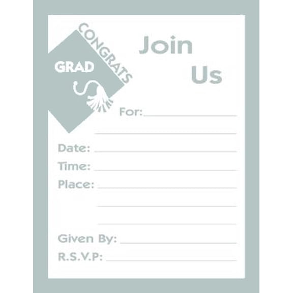New Grad Silver Postcard Invitations 25 Per Pack
