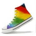 thumbnail image 1 of New Graffiti Rainbow High Top Canvas Shoes | Trendy Hand Painted Couple Shoes | All-match Sport Sneakers, 1 of 10