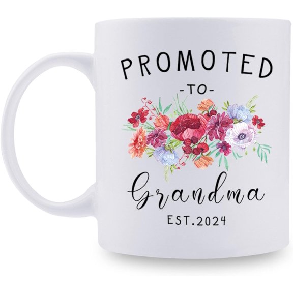 New Grandma Gift - Promoted to Grandma Est 2024 Mug - Baby Announcement Grandma Mug Gift - 11oz Coffee Mug