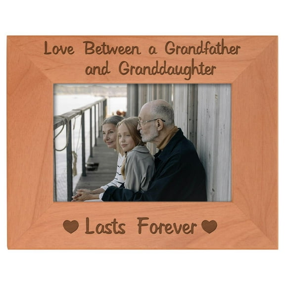 ThisWear New Grandpa Gifts Love Between a Grandfather and Granddaughter Lasts Forever for Grandpa Natural Wood Engraved 4x6 Landscape Picture Frame Wood