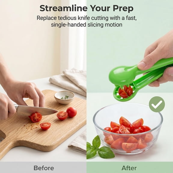 New Grape Cutter Tool, Grape Cutter Grape Slicer Fruit Slicer Cuts Grapes, Stainless Steel Kitchen Gadget Fruit Cutter Cherry Tomatoes & Strawberries Fruit Cutter Kitchen Gadget For Salad & Snack