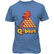 New Graphic Shirt 80's Gamer Old Arcade Novelty Tee Qbert Men's T-Shirt Carolina Blue Small