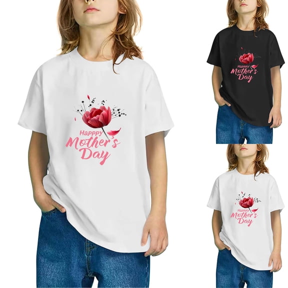 New Graphic Tees Kids (3-10 Y) Boys and Girls Fashion Cute Printed Casual Short-Sleeved Cotton Tops Round Neck Shirt Girls Short Sleeve Tops