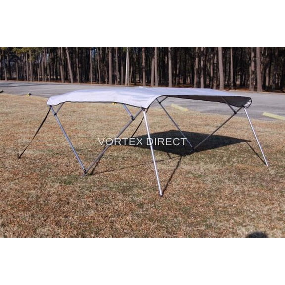New Grey Vortex 4 Bow Bimini Top 8' Long, 73-84" Wide, 54" High, Complete Kit, Frame, Canopy, and Hardware (FAST SHIPPING - 1 TO 4 BUSINESS DAY DELIVERY)