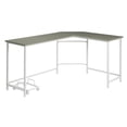 thumbnail image 1 of New Grey & White L-Shaped Computer Desk with Wheels, Modern Corner Desk for Home Office, 1 of 5