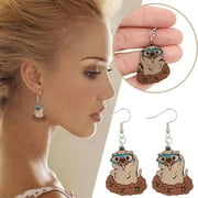 WOCLEILIY New Groundhog Wood Earrings For Girls Christmas Valentine's Day Gift Holiday Cute Earrings Funny Earrings