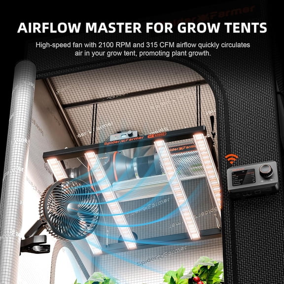 New Grow Tent Clip Fan 6 Inch EC Motor Quiet Airflow Cooling for Hydroponics