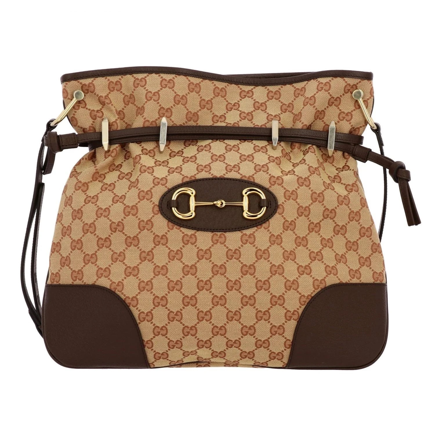 Gucci 1955 Horsebit Shoulder Bag Small Beige/Brown in Supreme Canvas with  Gold-tone - US