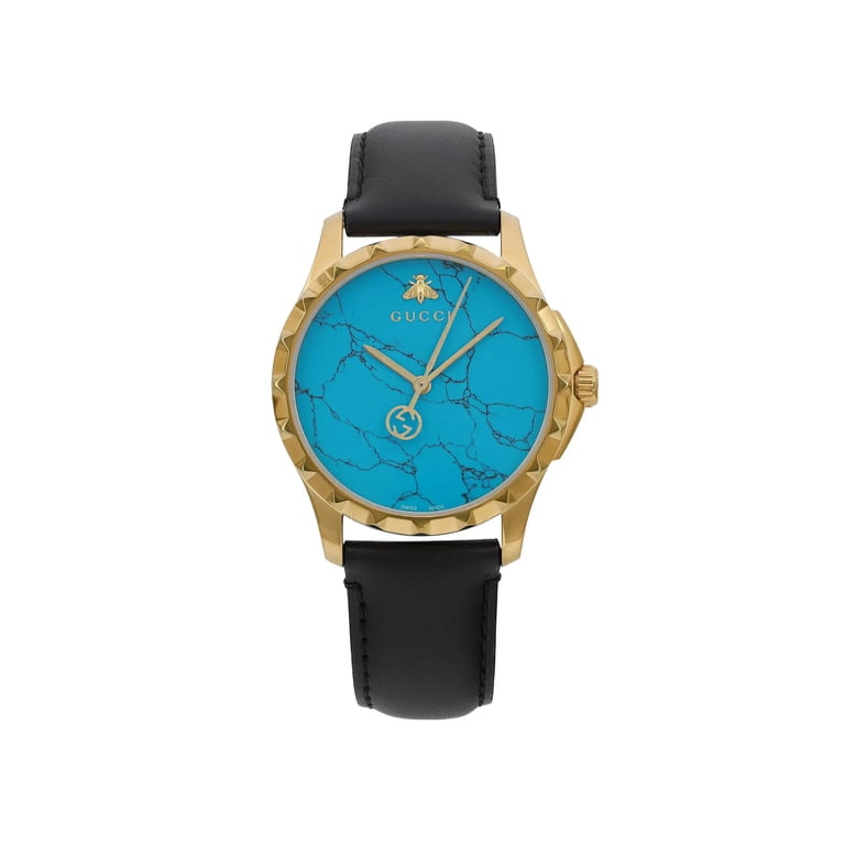 Gucci G-Timeless 38mm Gold Tone Turquoise Blue Dial Men's Quartz