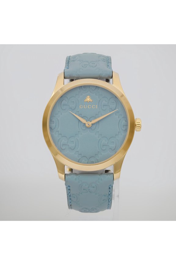 New Gucci G-Timeless Stainless Steel Blue GG Dial Quartz Ladies Watch YA1264097