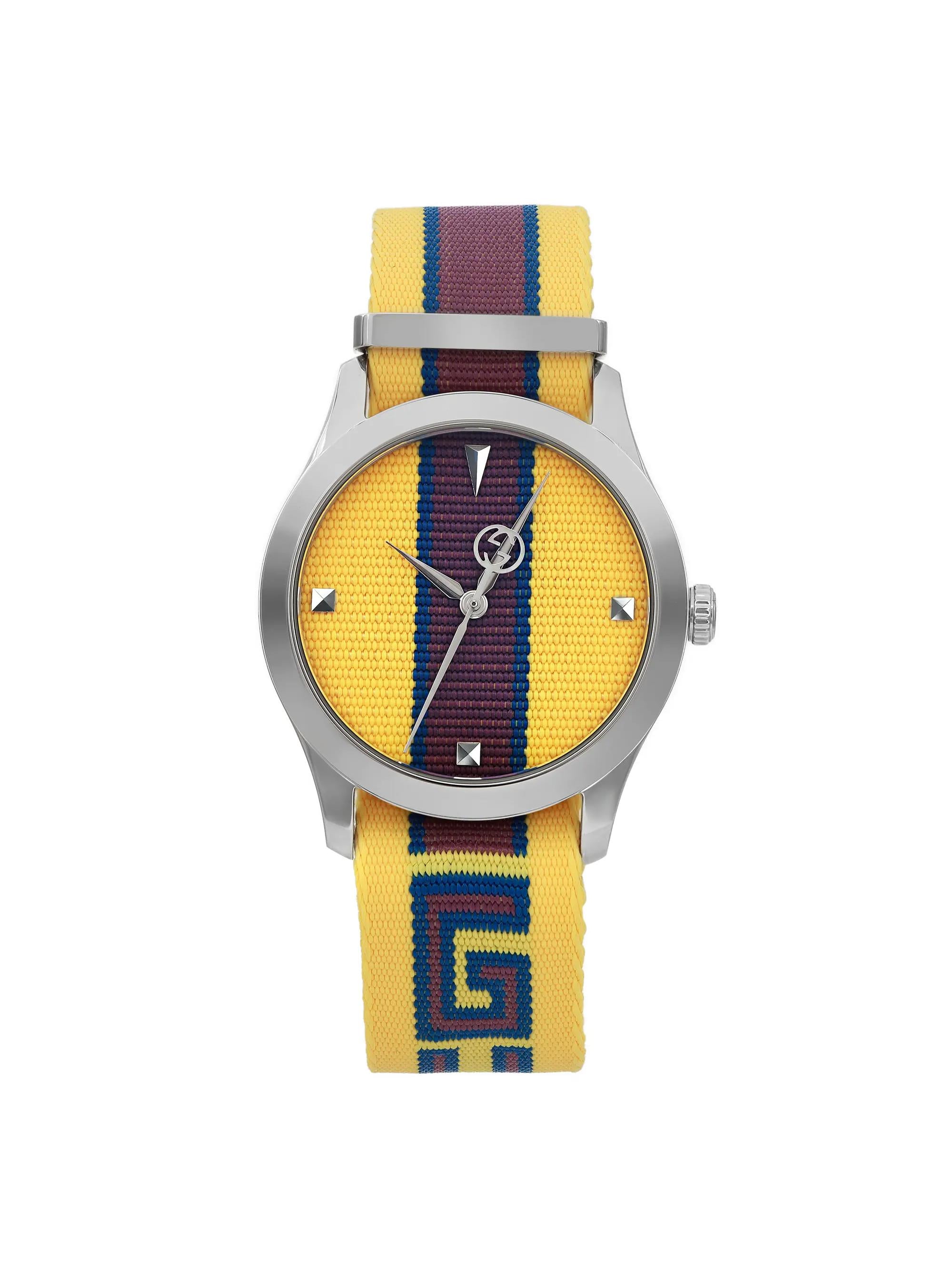 New Gucci G-Timeless Yellow with Stipes Motif Dial Unisex Quartz