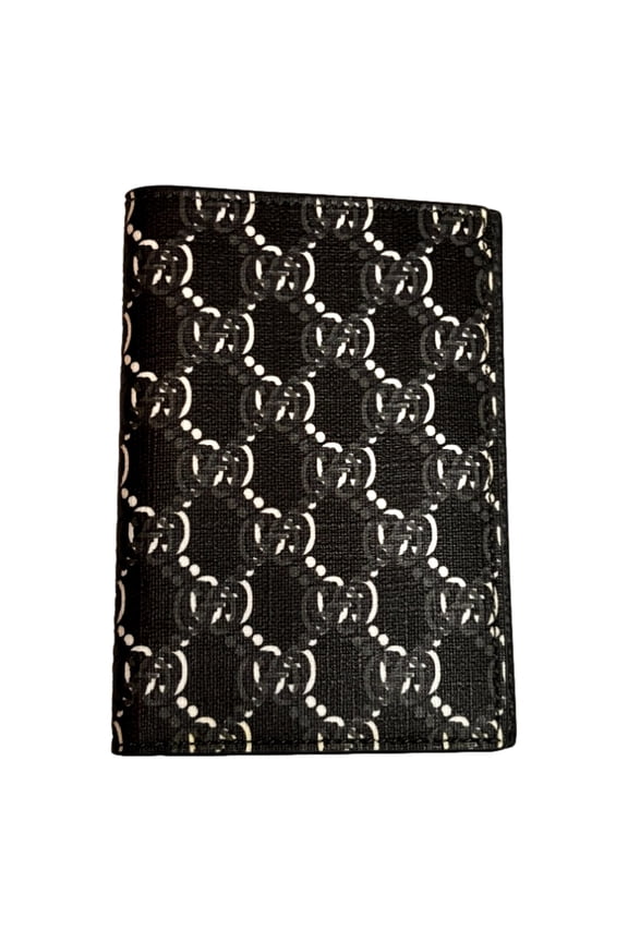 New Gucci GG Shadow Large Bifold Wallet Black Embossed Leather 6 Card Slots