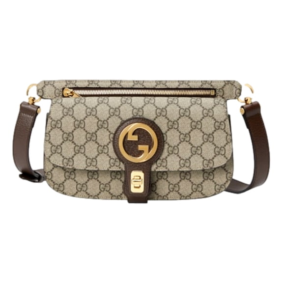 New Gucci GG Supreme Blondie Canvas Belt Bag Size 90 Monogram Waist Pack Gold Logo Made in Italy