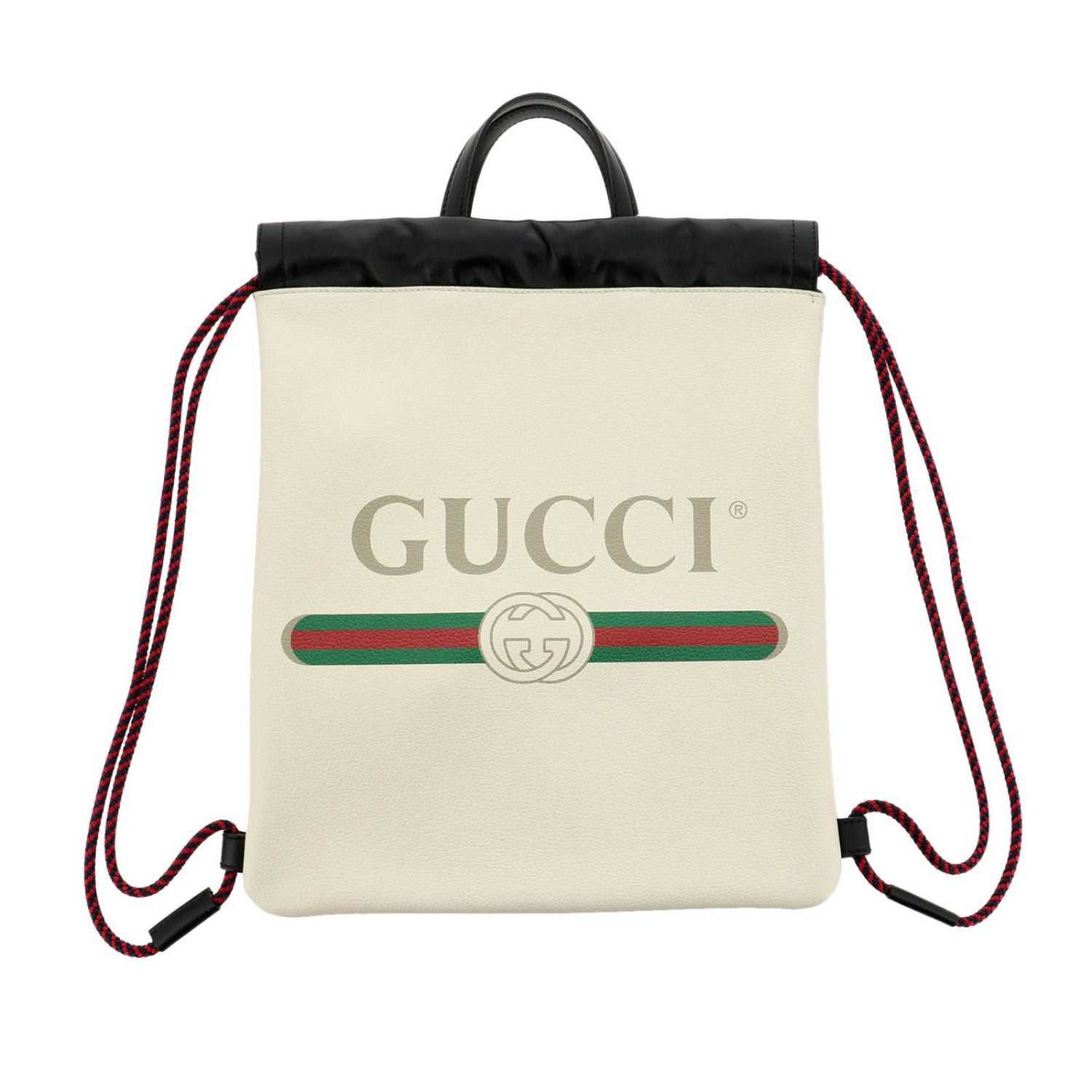 New Gucci Zaino White Cripto Logo Drawstring Backpack 523586