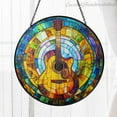 thumbnail image 1 of New Guitar Stained Glass Suncatcher, Acoustic Guitar Window Hanging Decor, Guitar Lover Gift/Music Lover Gift, Guitarist Gift, Musician Room Art, 1 of 4