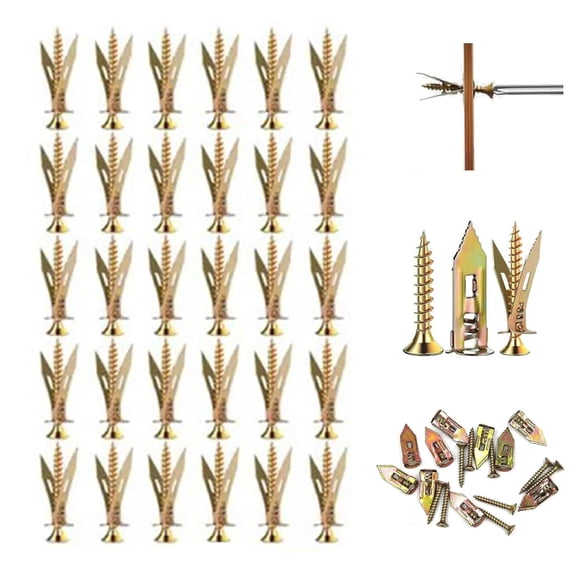New Gypsum Board Expansion Screws, Self Drilling Drywall Anchors with Screws Kit, Heavy Duty Steel Wall Anchors, Zinc Anchor Self-Drilling Screw Kit for Fixing Shelf, Cabinet, Curtains