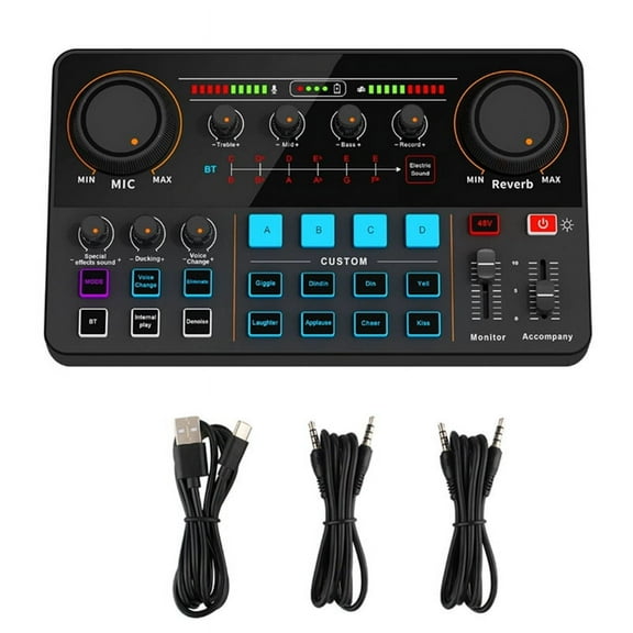 New H500 Sound Card Live Broadcast 12 Electronic Tone Sound Card Audio Soundcar Voice Changer for Mobile Phone Computer