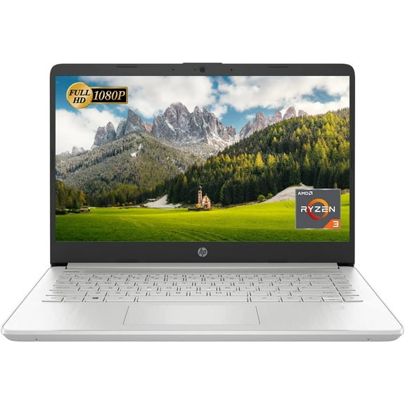 New HP 14" FHD Laptop Computer, AMD Ryzen 3-3250, 4GB RAM, 128GB SSD,AMD Radeon Graphics, Silver, Windows 11 (S mode) Pro