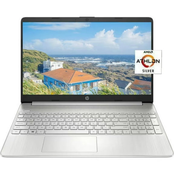 New HP 15.6" FHD Laptop,AMD Athlon N3050 ,Intel UHD Graphics 600,8GB RAM, 128GB SSD, Webcam,HDMI ,Wi-Fi, Bluetooth,Windows 11 Pro ,Silver,15-ef1001wm