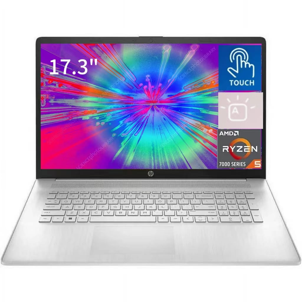 New HP 17.3 Inch Touchscreen Laptop Computer, AMD Ryzen 5 7530U(Beats ...