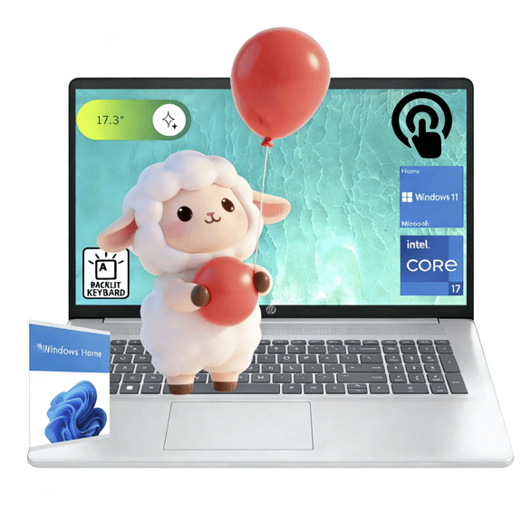 New HP 17 Laptop,17.3" HD Touchscreen Laptop,Intel Core i7-1355U Processor,16GB RAM,512GB SSD,Intel Iris Xe Graphics,Backlit Keyboard ,Webcam,HDMI,Wi-Fi ,Bluetooth 5, Windows 11 Home,Silver