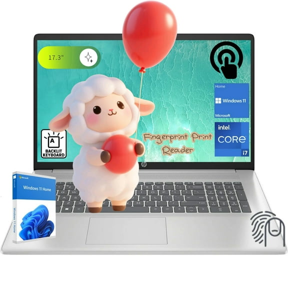 New HP 17 Laptop,17.3" HD Touchscreen Laptop,Intel Core i7-1355U Processor,16GB RAM,512GB SSD,Intel Iris Xe Graphics,Backlit Keyboard ,Webcam,HDMI,Wi-Fi ,Bluetooth 5, Windows 11 Home,Silver