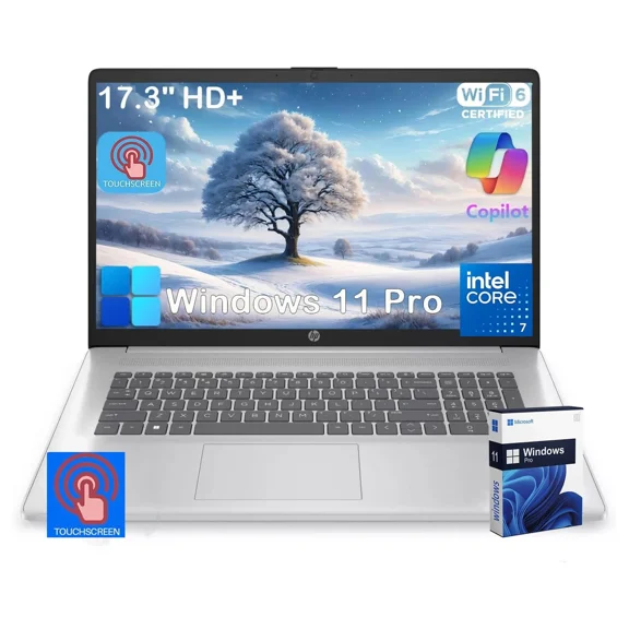 New HP 17t-cn200 17.3" HD High Performance Laptop(Intel Core i7-1255U, 16GB RAM, 1TB SSD, Intel Iris Xe, Bluetooth, Windows 11 Pro) with Touchscreen,Silver