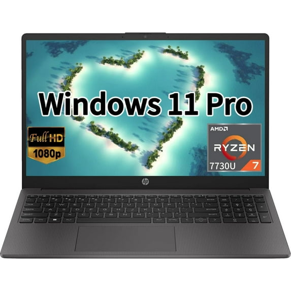 New HP 255 G10 15.6" FHD Business Laptop, AMD Ryzen 7 7730U, 32GB RAM, 2TB PCIe SSD, Numeric Keypad, Webcam, Wi-Fi 6, HDMI, Windows 11 Pro, Black