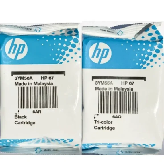 New HP 67 Black & Tri-Color Ink Cartridges without Paper Box, 2 Sets/Pack