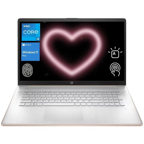 New HP Essential 17t-cn300 Laptop, 17.3" HD+ Touchscreen 60Hz, Intel Core i5-1335U, Intel Iris Xe Graphics, 32GB RAM, 1TB SSD, Webcam, HDMI, Backlit Keyboard, Wi-Fi 6, Windows 11 Pro, Pale Rose Gold