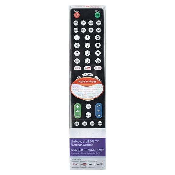 New HUAYU RM-034S+ RM-L1599 Replacement For LG AOC Toshiba LED TV Remote