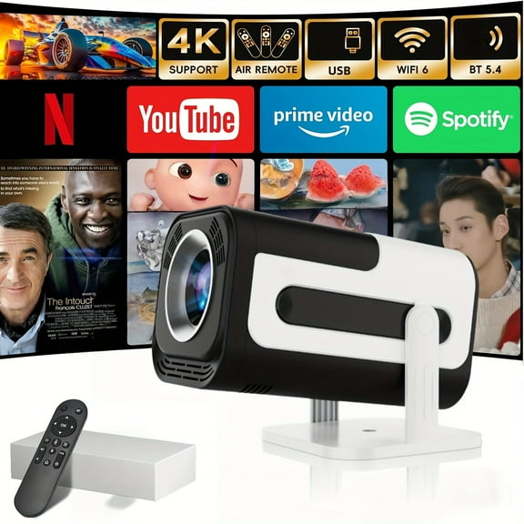 New HY300Pro Upgraded Projector | Native 720P with 4K Support, Android 13.0, 160 Lumens | 110V/220V Compatible for Home & Office